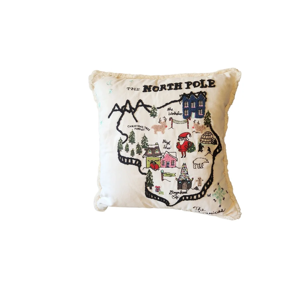 Hobby Lobby North Pole Holiday Pillow - White, Black, Red, Green